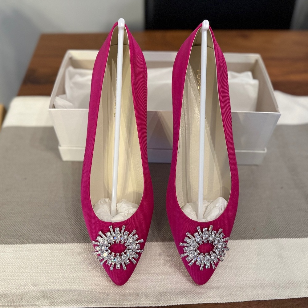 Loren Hope Stevie Balerina Flats in Hot Pink Silk - 40 (US Size 9)